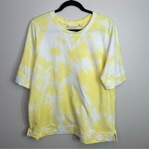 Belle yellow tie dye‎ short sleeve womens blouse size large
